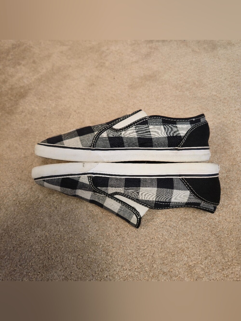 Vans Women's Slip-on Canvas Sneaker Flats Black White Lg Gingham Check  Sz 8 - Picture 2 of 9